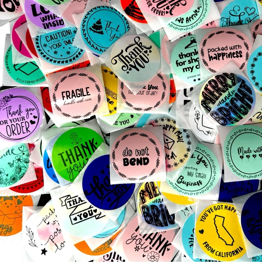 100 thank you stickers mystery bag bundle mix thank you 2" - Picture 10 of 12